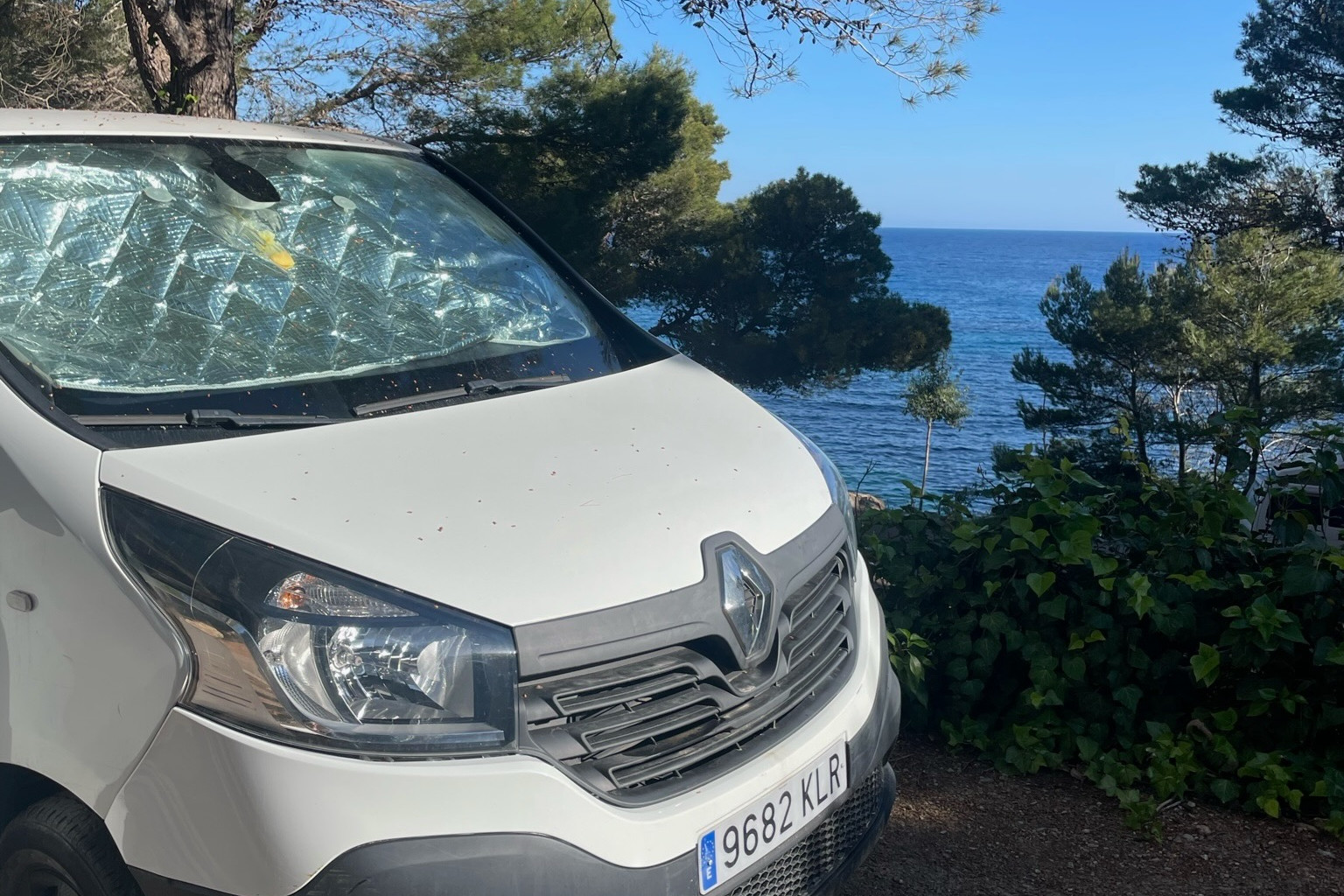 Camper van parked by the Ibiza coast