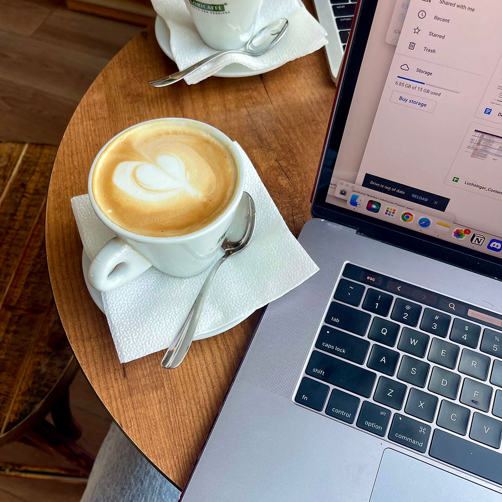 A latte at a cafe used as my office while in Albania.