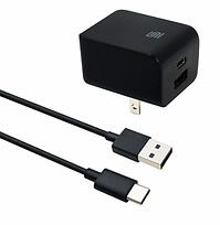 TRAVEL POWER PACK FOR TYPE-C DEVICES, High Power Wall Charger with Type-C & Type-A Ports + 3 ft. Premium Type-A to Type-C Cable