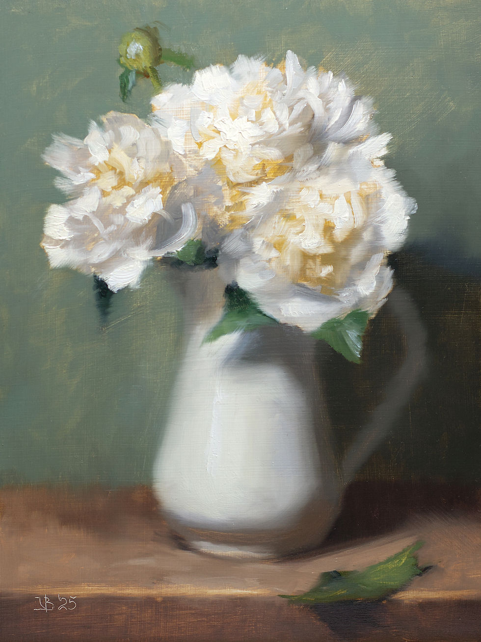 Peonies in a White Pitcher