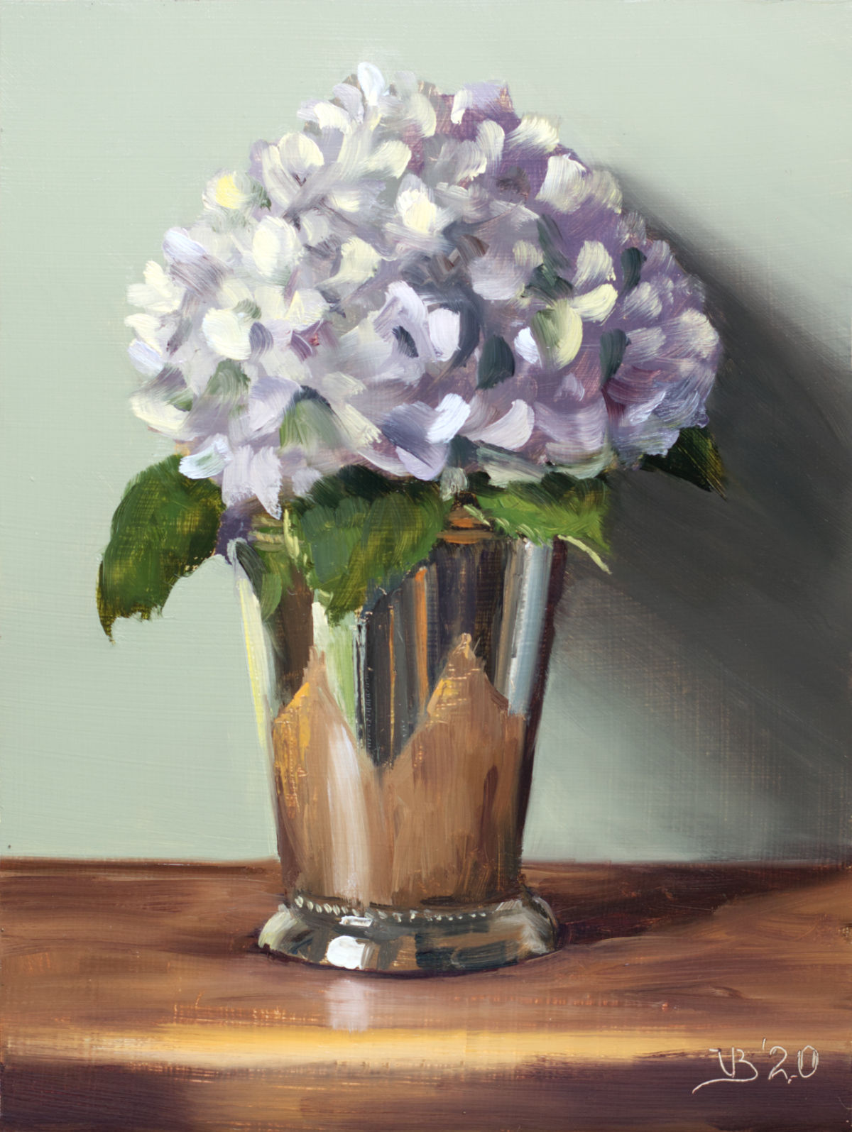 Hydrangeas in Silver