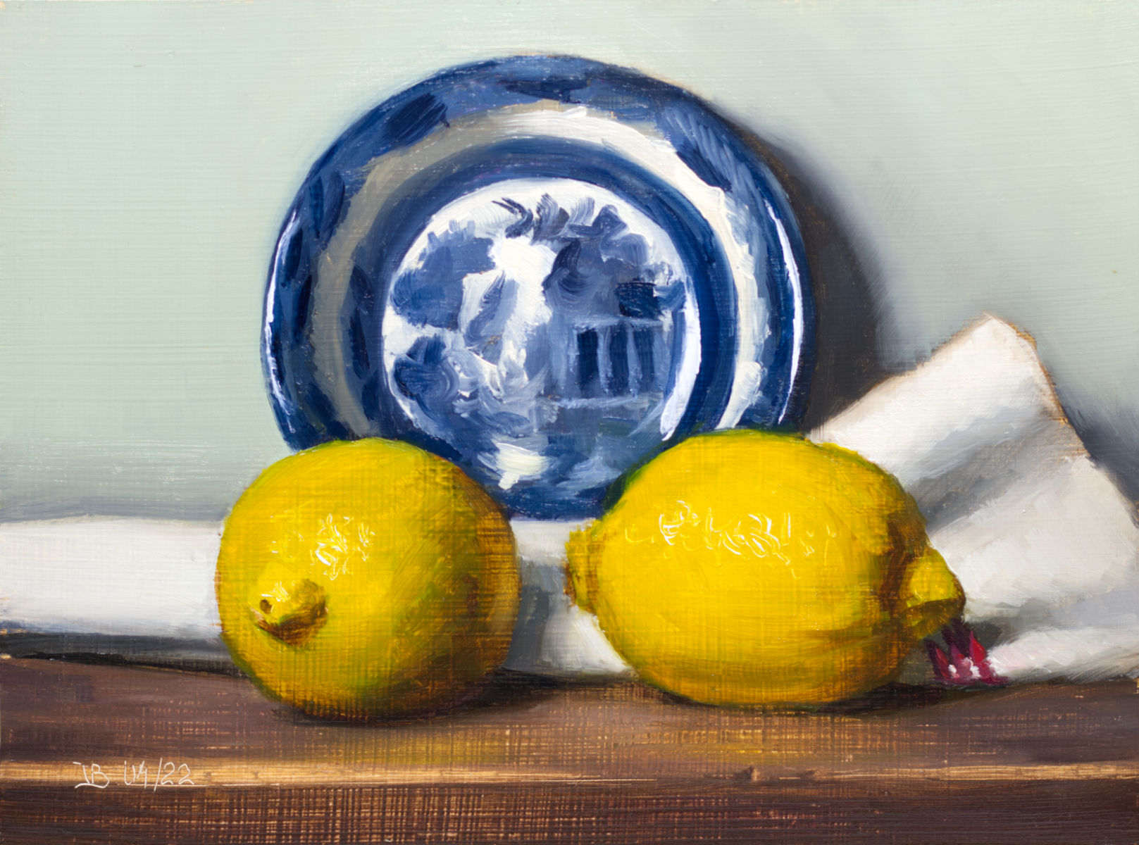 Blue Willow, Lemons and Towel