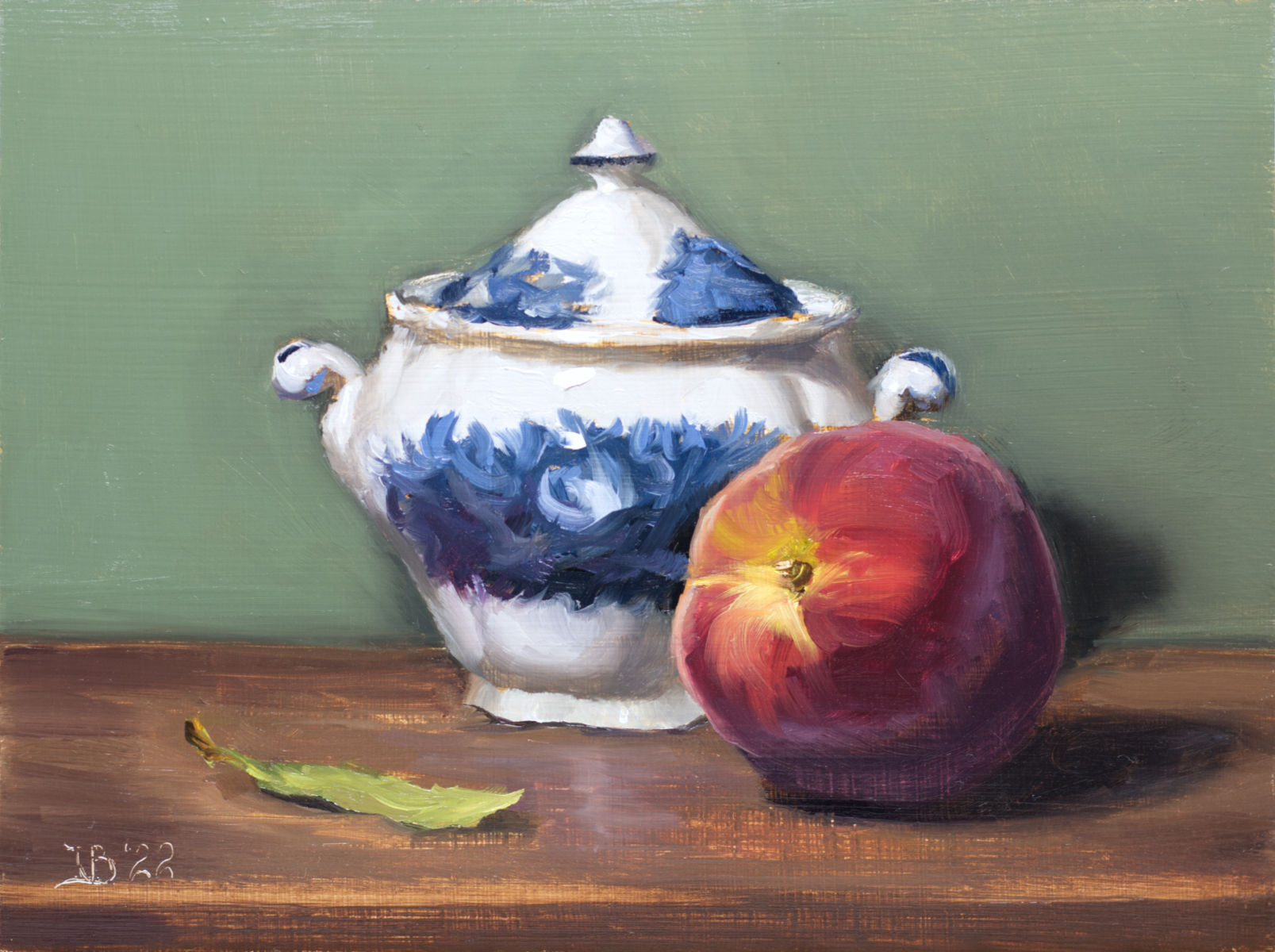 Peach and Antique Sugar Bowl