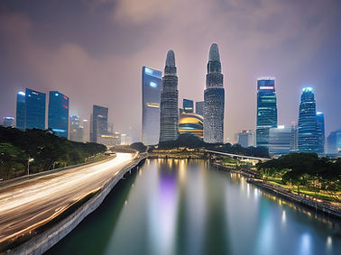 the merging of the Singapore and Guangzhou skyline and cities.. the effect is to transitio