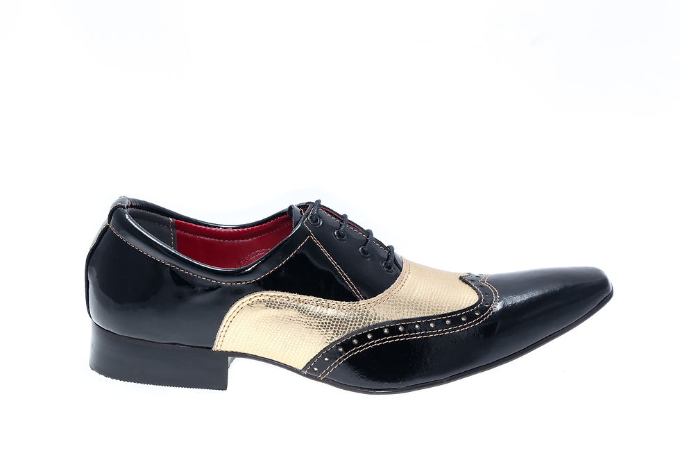 Miniatura: Sapato Social Masculino Maier Verniz preto e croco dourado — Modelo 214