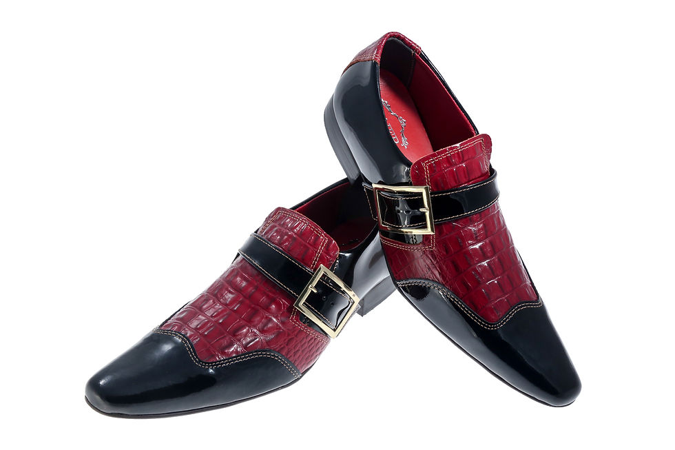 Miniatura: Sapato Social Masculino Maier Verniz preto e croco vermelho — Modelo 195