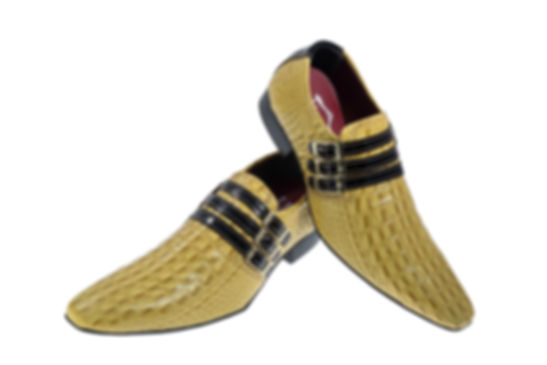 Sapato Maier Croco amarelo e detalhes em verniz preto Mod.238