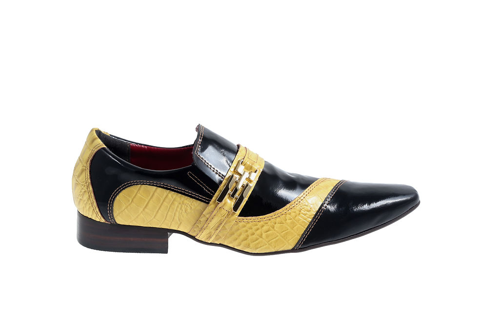Miniatura: Sapato Maier Verniz preto e detalhes em croco amarelo Mod.262