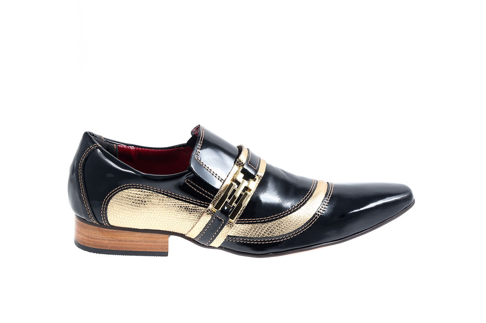 Miniatura: Sapato Social Masculino Maier Verniz preto e croco dourado — Modelo 209
