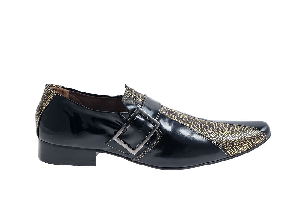 Miniatura: Sapato Social Masculino Maier Verniz preto e croco bronze — Modelo 054