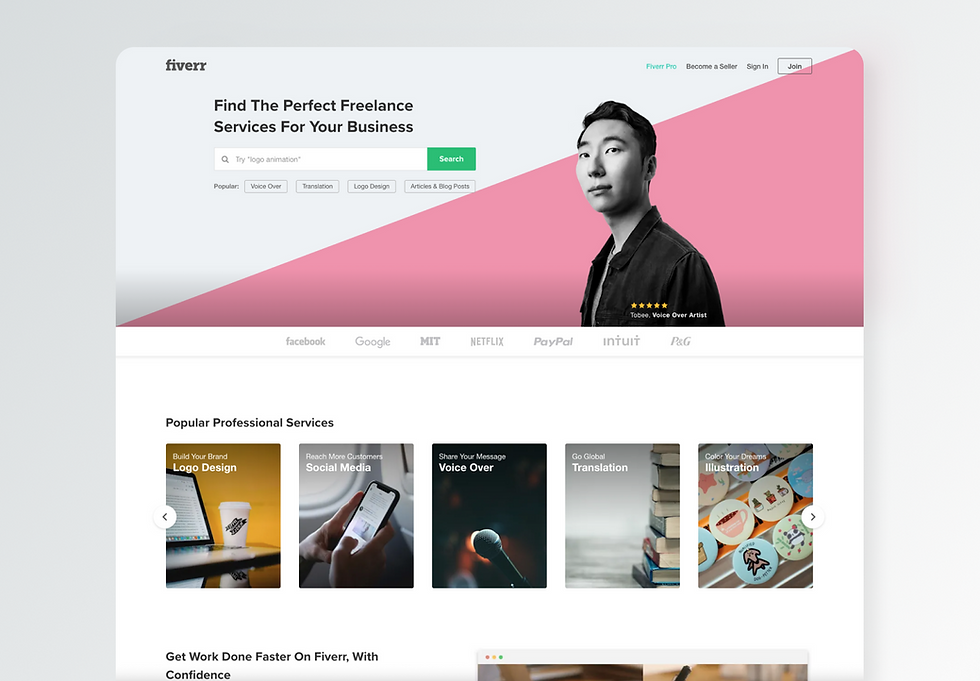 Fiverr landing page