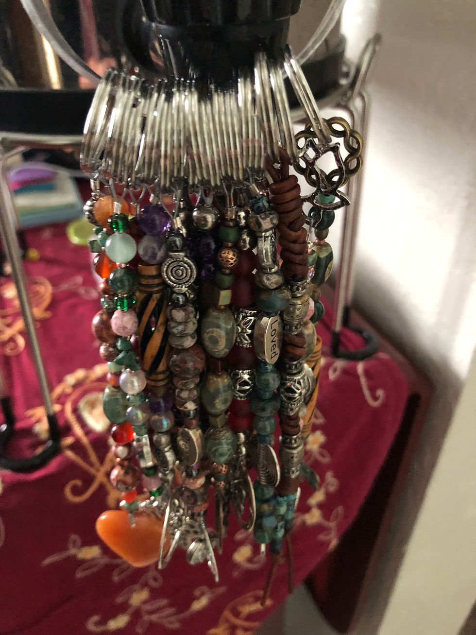 Thumbnail: Blue Themed Beaded Keychain or Rearview Mirror Charm