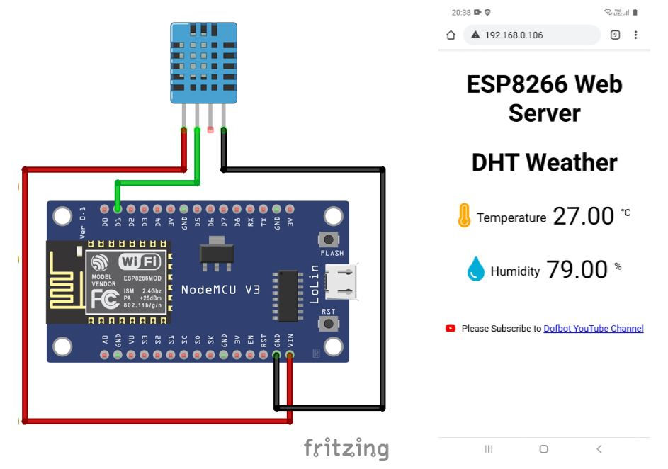 ESP8266 Server DHT Weather Station