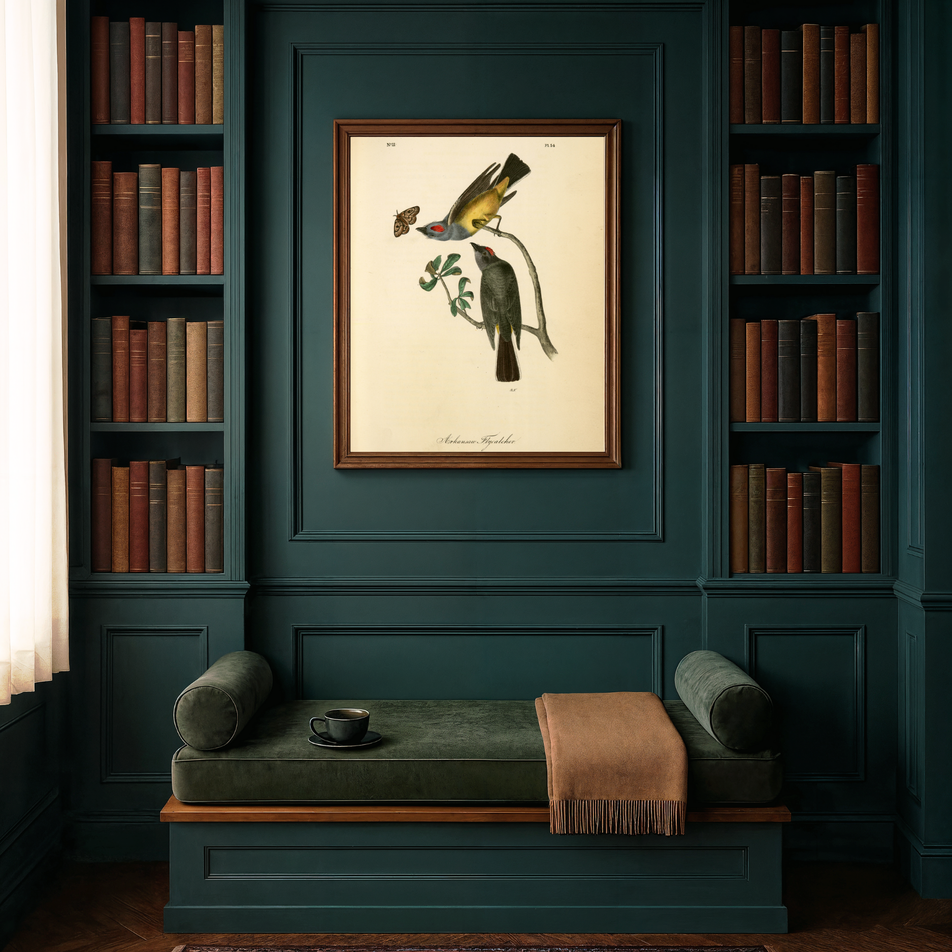 Vintage Alabama Flycatcher & Butterfly Botanical Poster — Matte Vertical Print
