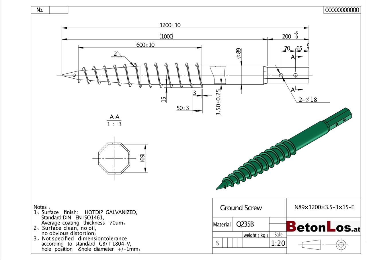 SF N89x1200x3,5-3x15E