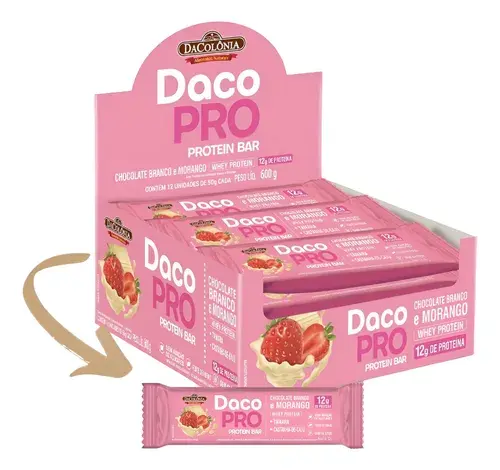 BARRA DACOPRO PROTEIN MORANGO E CHOCOLATE BRANCO CX C/12UN