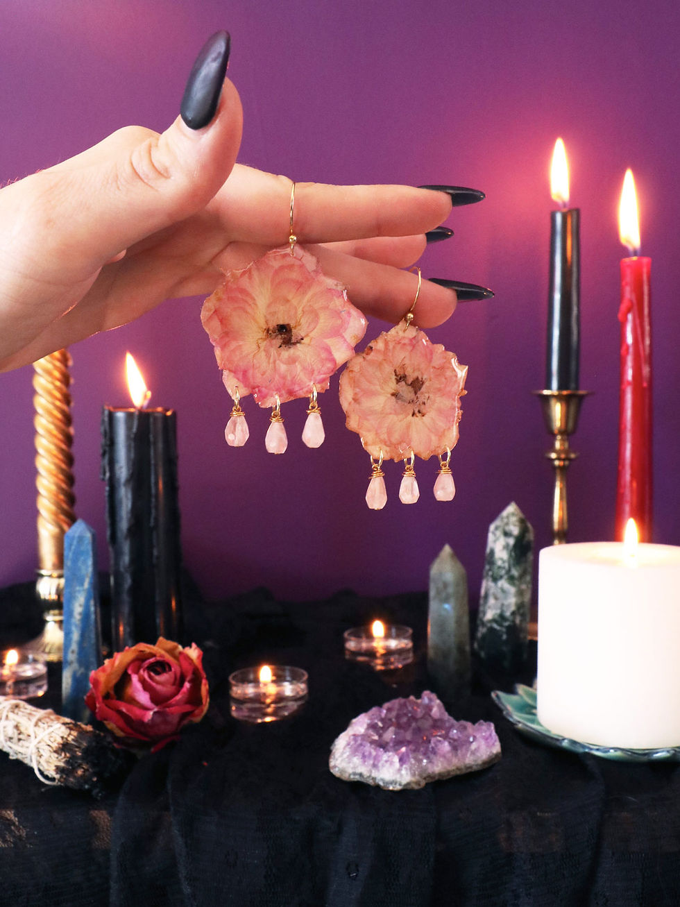 Rose + Rose Quartz Earrings