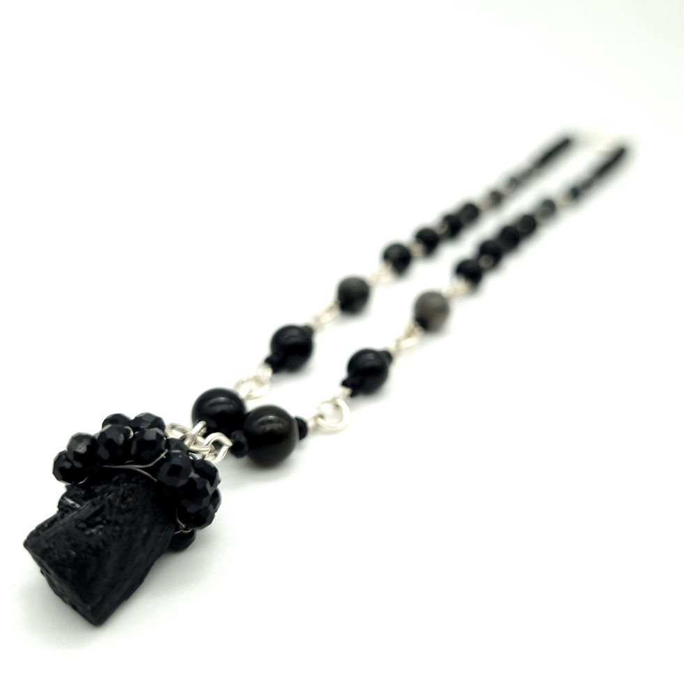 Miniatura: Collar con Colgante de Piedra Turmalina Negra Natural para Protección Energetíca