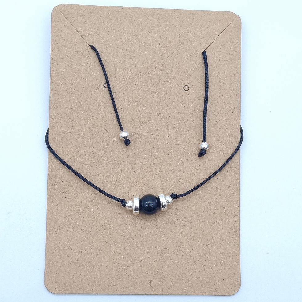 Thumbnail: Pulseras Turmalina Negra Natural Bolita (2Pzs)| Protección |