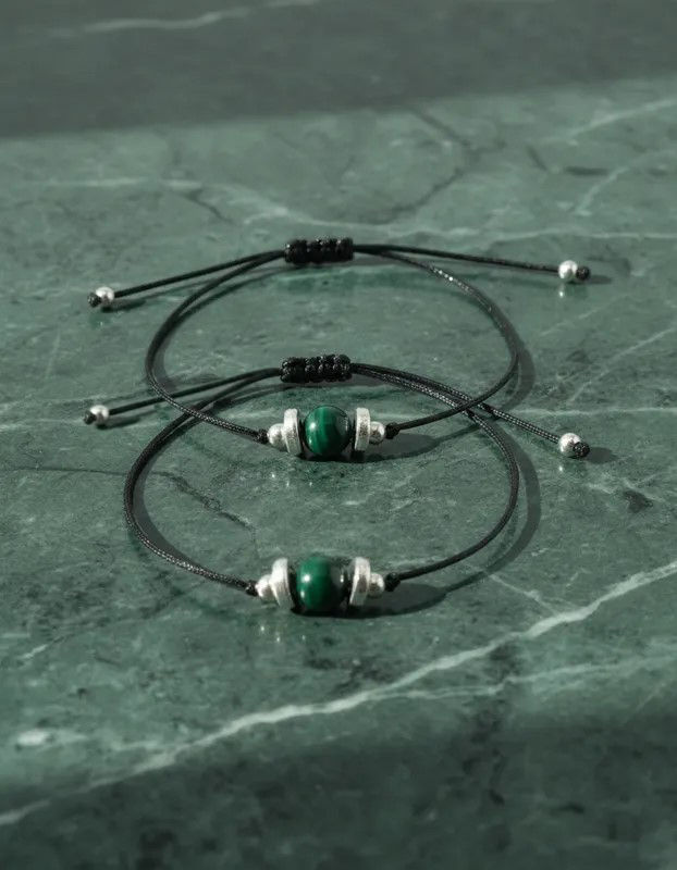 Pulseras Malaquita Natural de 6mm (2Pzs) | Abrir Caminos y Buena Fortuna |