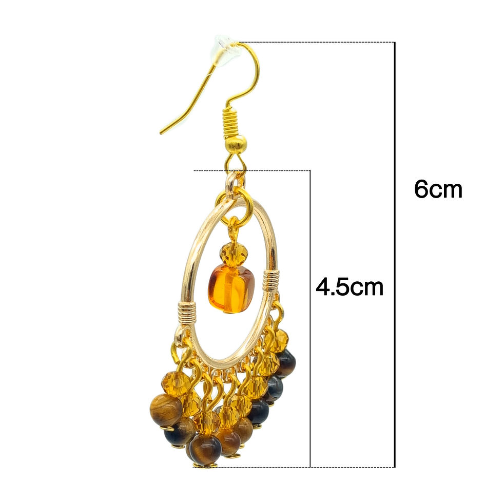 Thumbnail: Aretes colgantes de gancho con ámbar y ojo de tigre, piedras 100% naturales