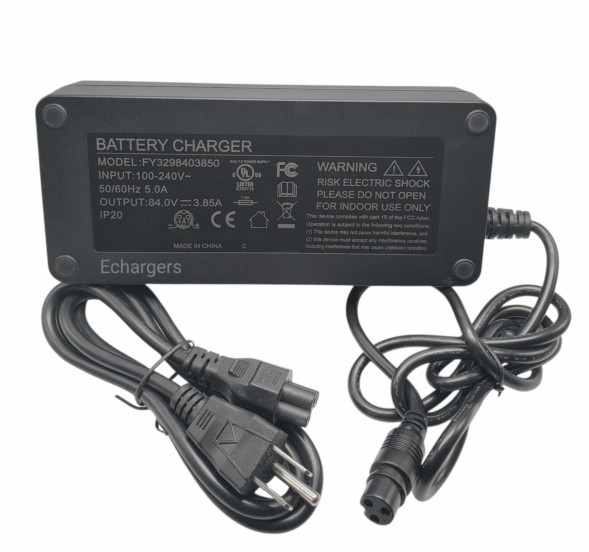 Charger- 84V, 3.85A, M16 Output Plug for Ebikes & Scooters, UL Safety Certified