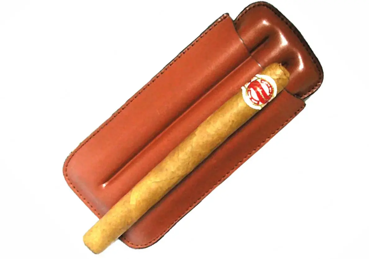 Brown Cigar Case P690-3 holding a single cigar