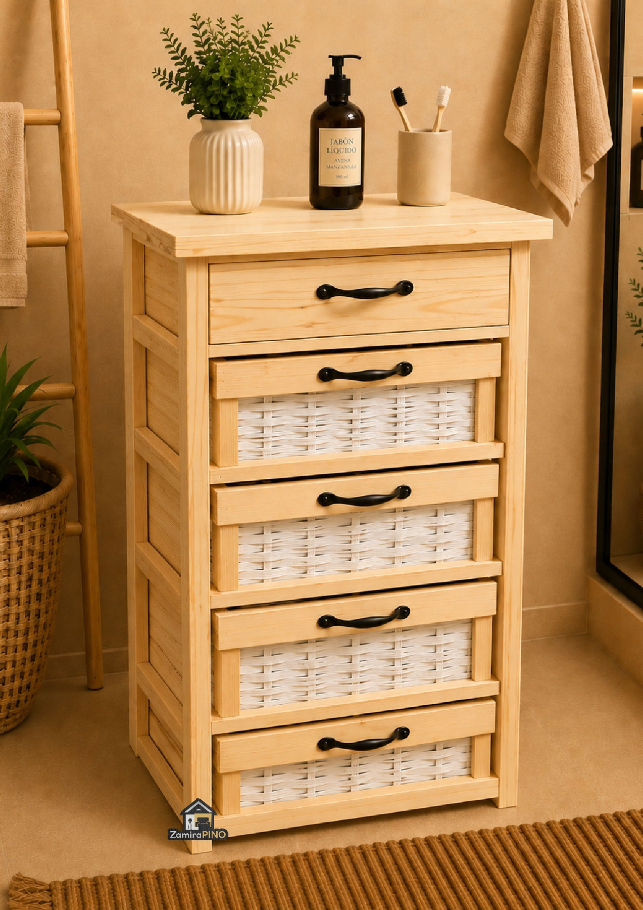 Organizador Mimbre 4+1