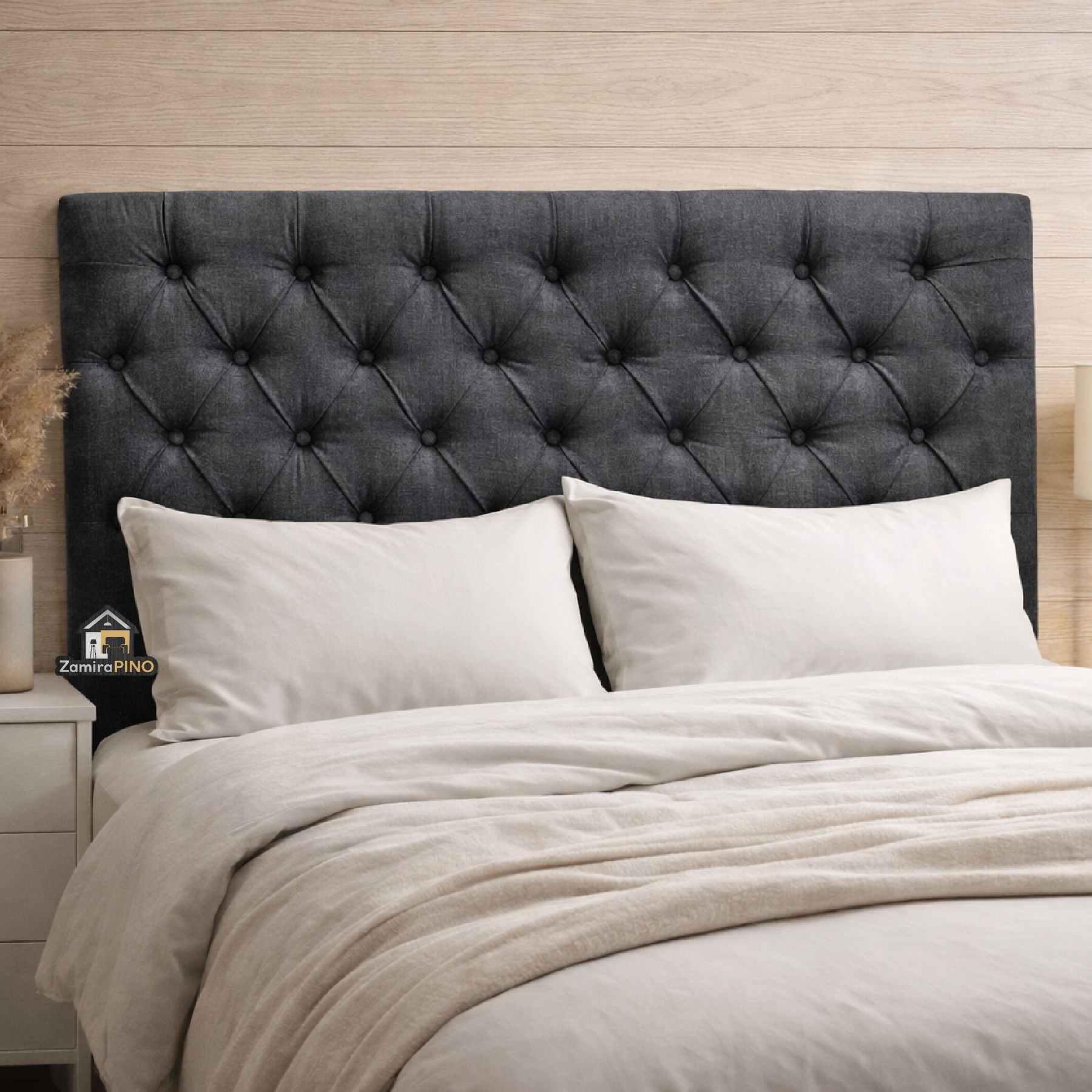 Respaldo 1.40 Chenille Capitone Gris Oscuro