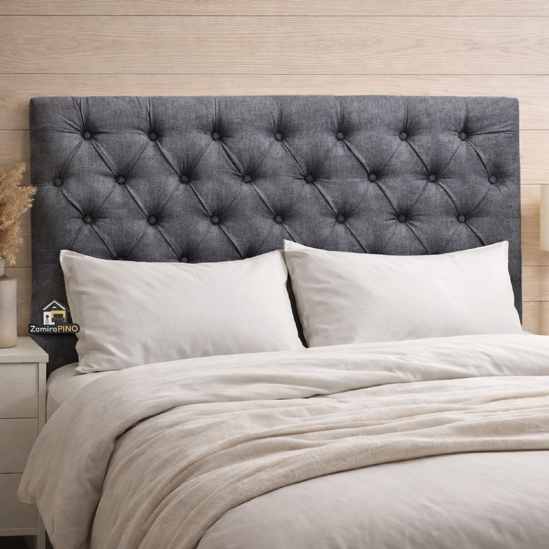 Respaldos 1.40 Chenille Capitone Gris