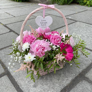 Soft pink flower basket