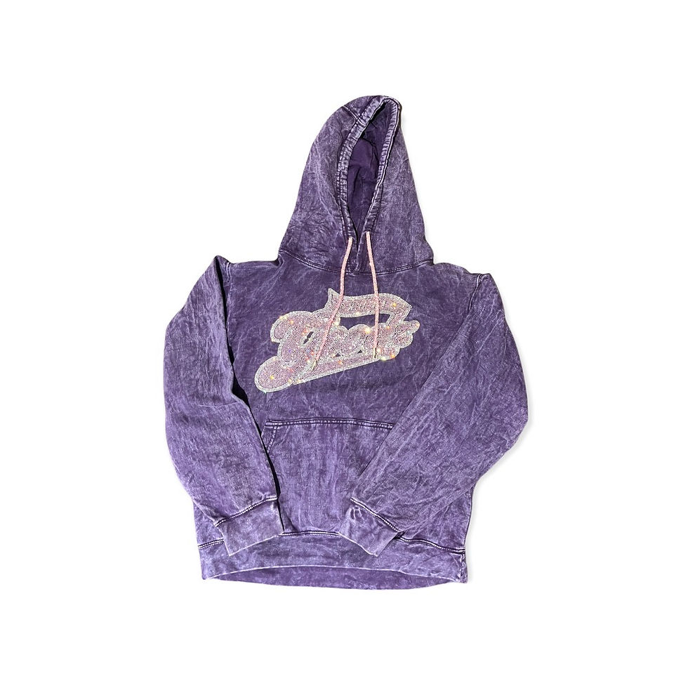RHINESTONE HOODIE-PURPLE WASH
