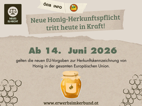 Neue Honig-Herkunftspflicht tritt heute in Kraft!