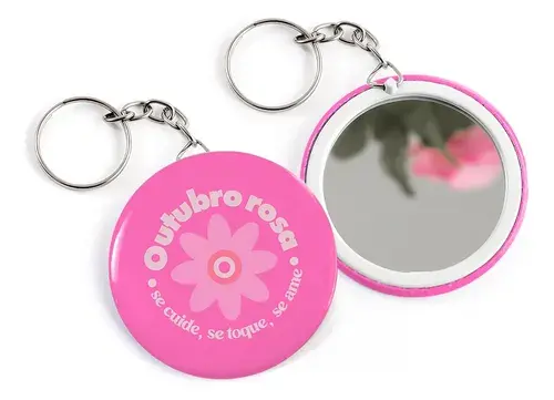 espelho chaveiro, brinde para outubro rosa, brinde outubro rosa, brindes outubro rosa