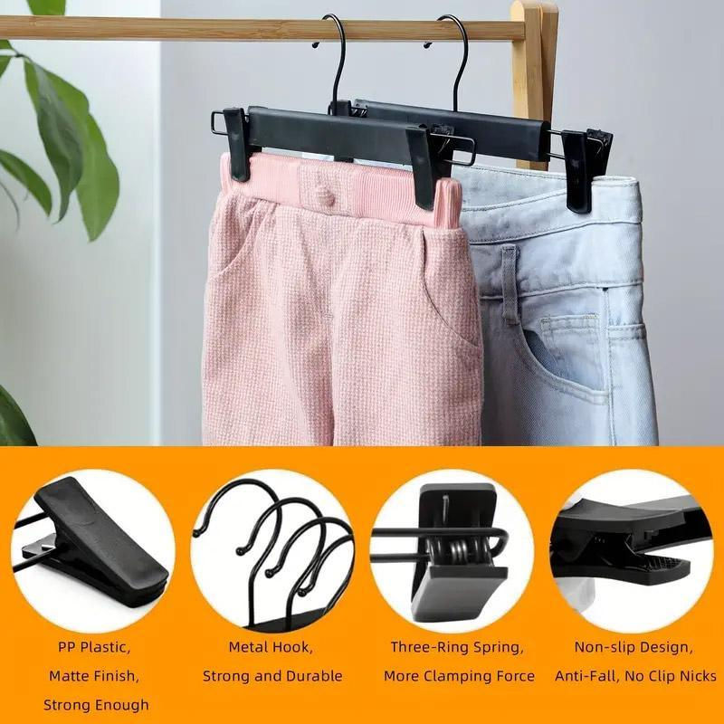 Thumbnail: 20pcs Black Plastic Pants Hanger Trousers Clips Durable Non Slip Clothes Hanger