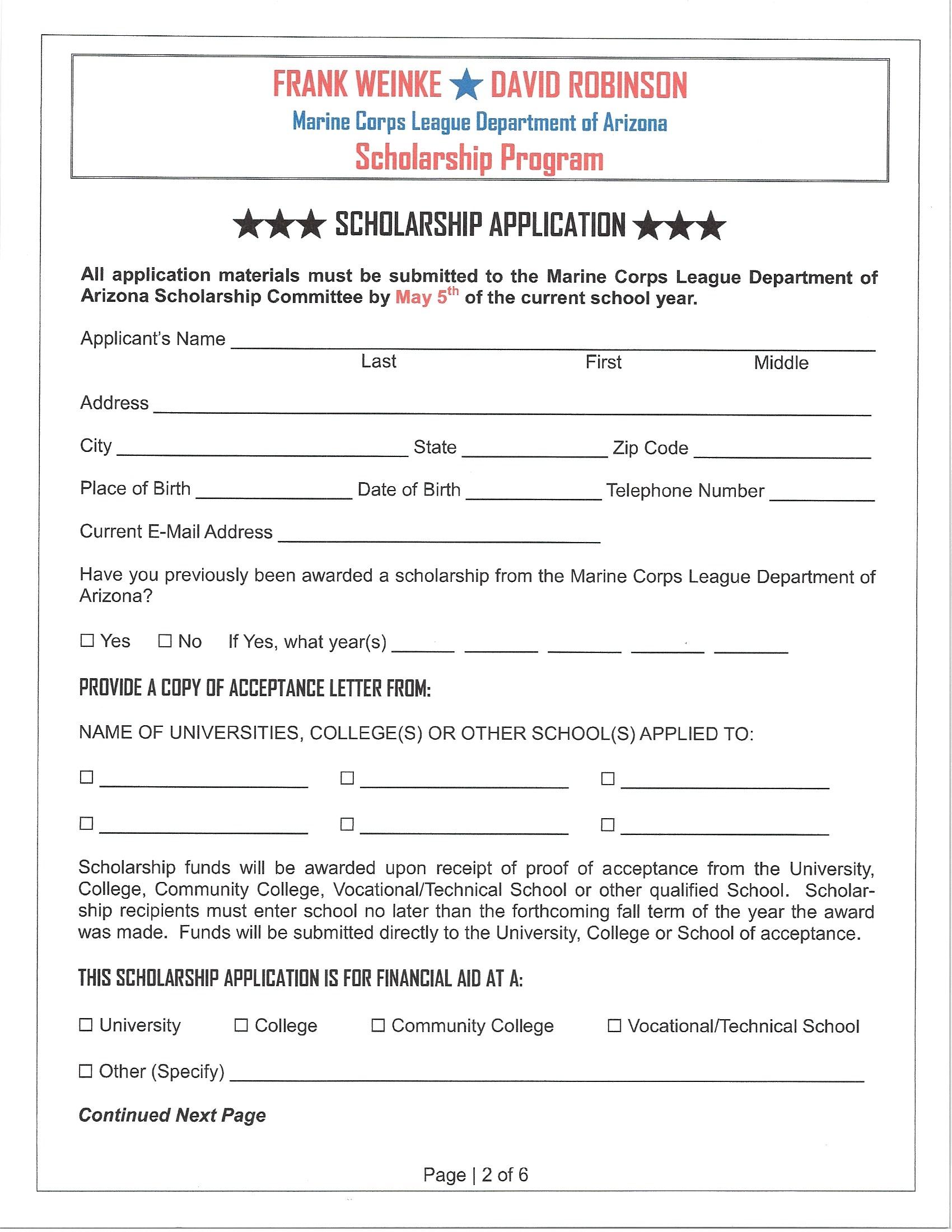 Scholarship Application Page 2