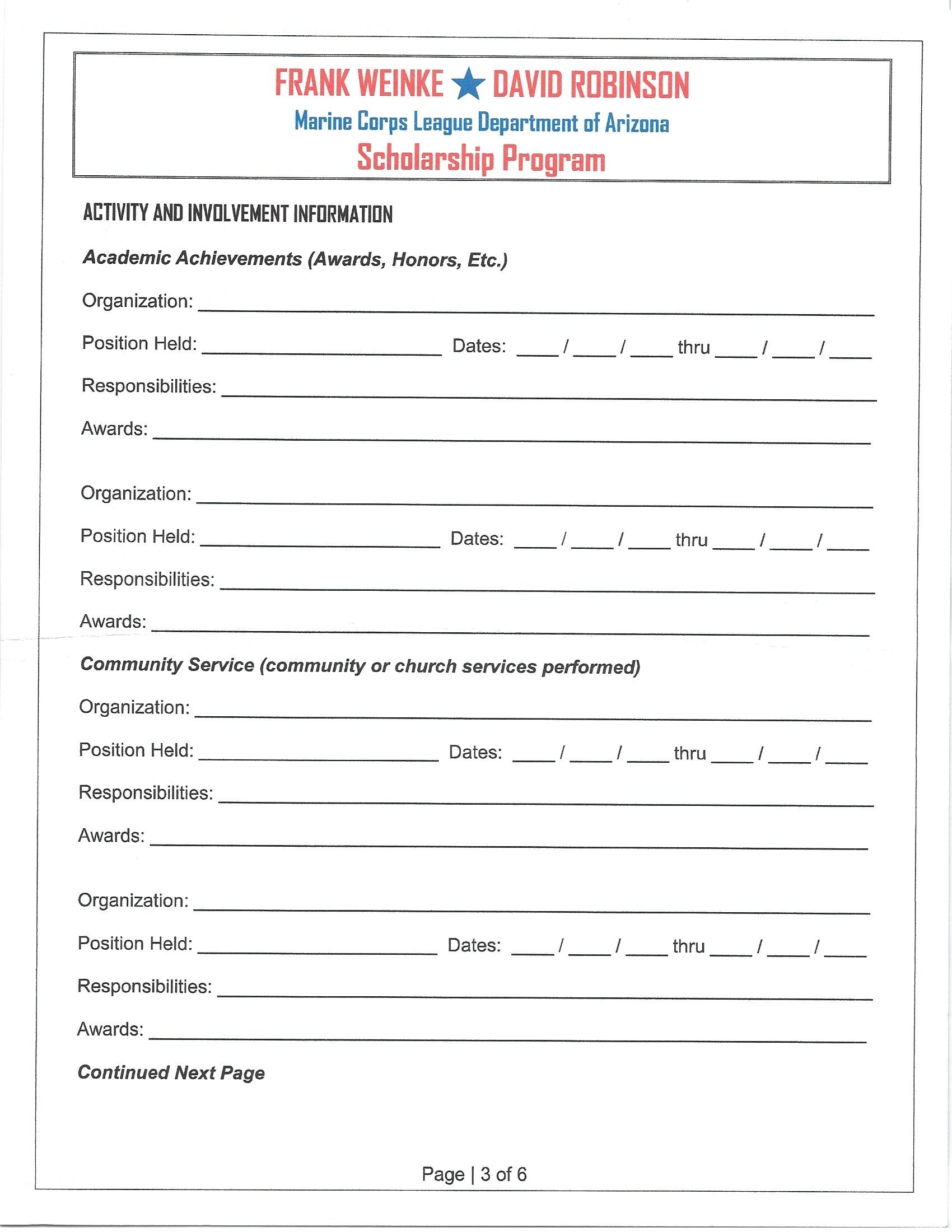 Scholarship Application Page 3