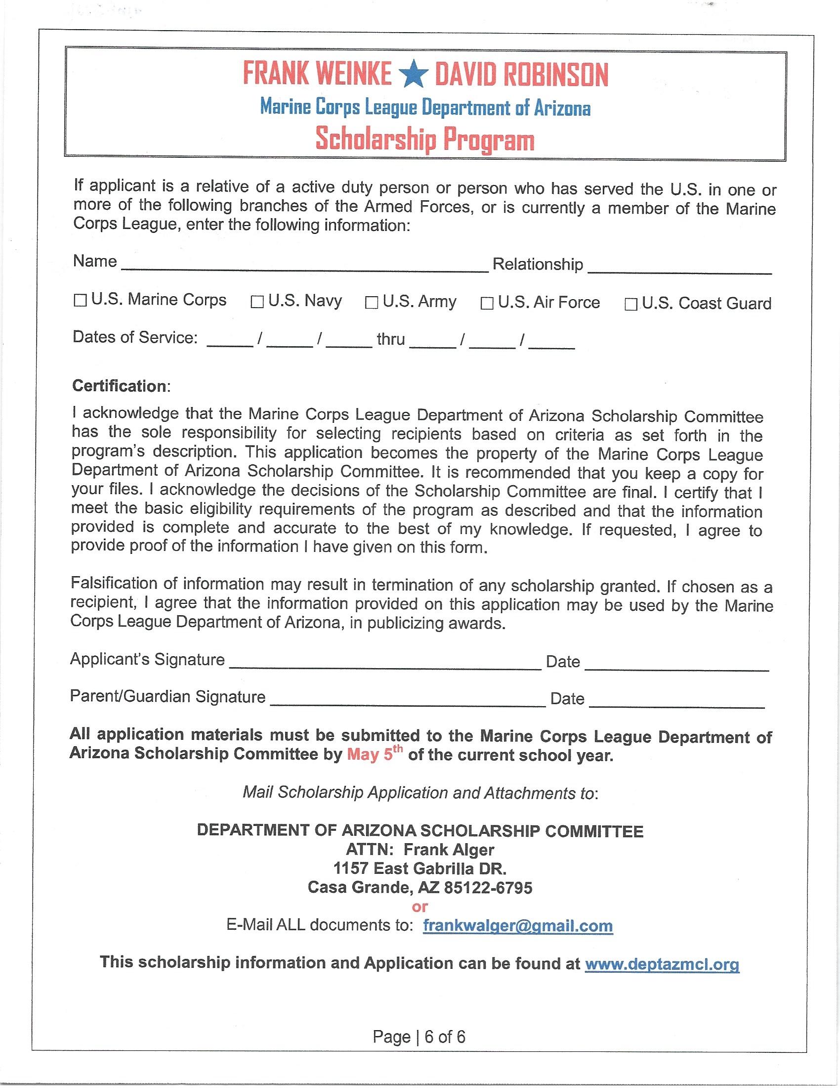 Scholarship Application Page 6