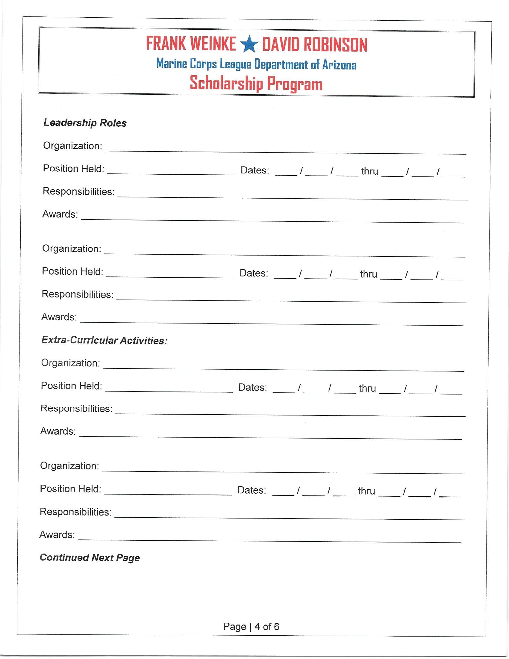 Scholarship Application Page 4
