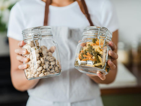 Pantry essentials - nuts and dried pasta
