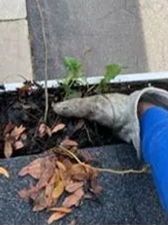 hand cleaning gutter out