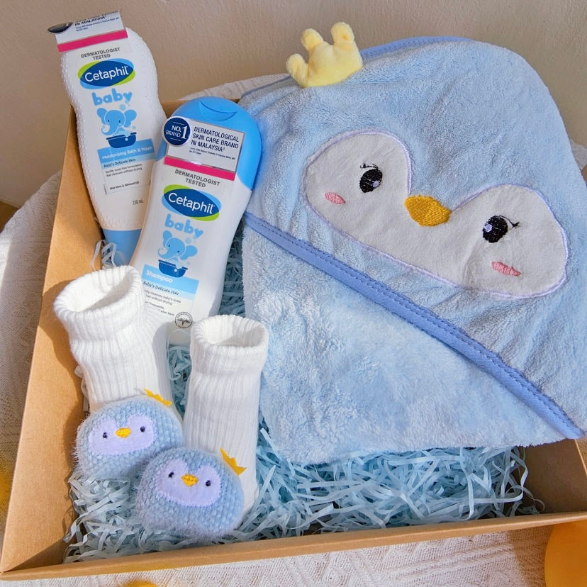 Embroidery Penguin Towel Gift Box