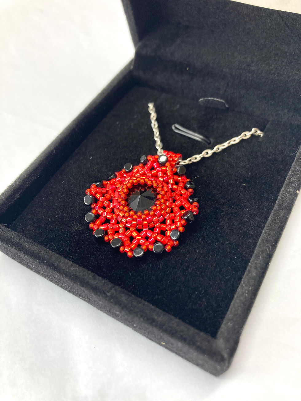 Thumbnail: Red and Black Pendant Necklace