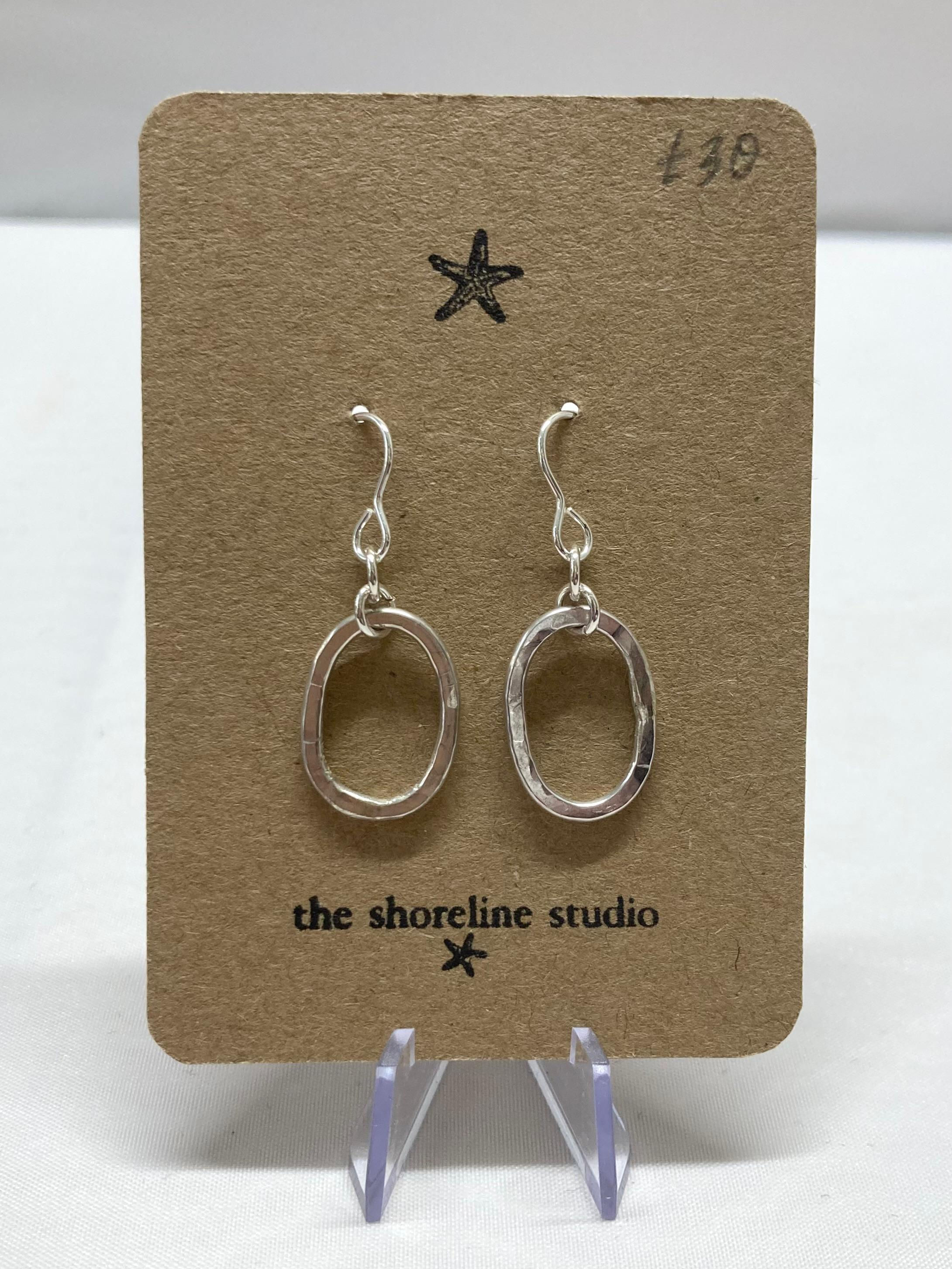 Silver Hammered Hoop Dangle Earrings - E6