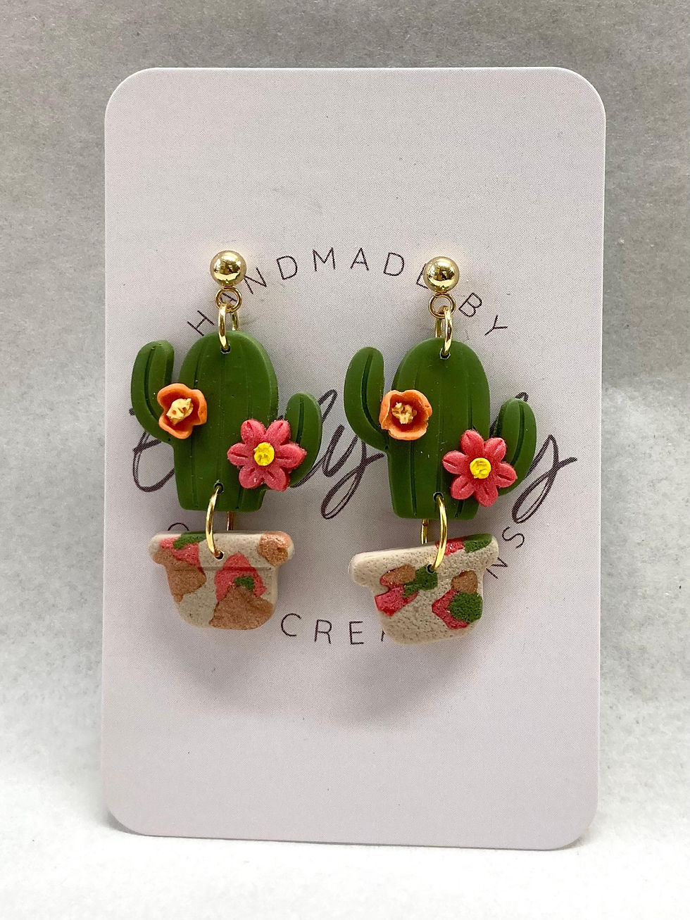 Cactus Polymer Clay Dangle Earrings