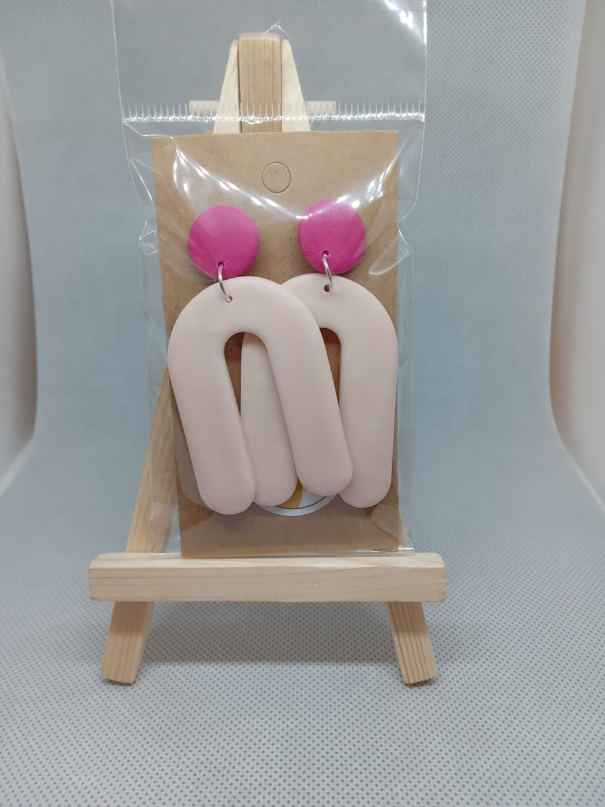 Pink Drop Poly Clay Earrings