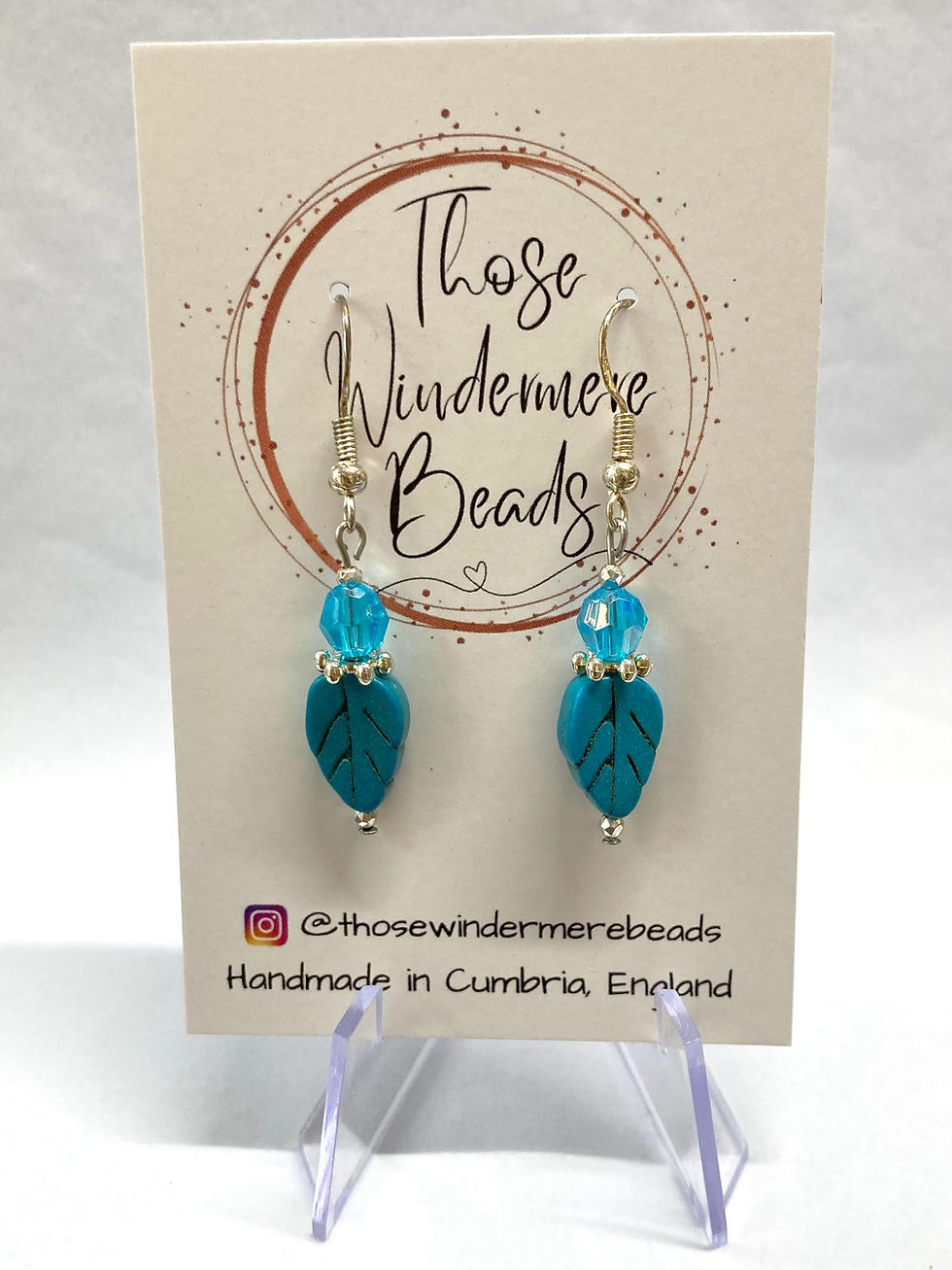 Thumbnail: Blue Leaf Dangle Drop Earrings