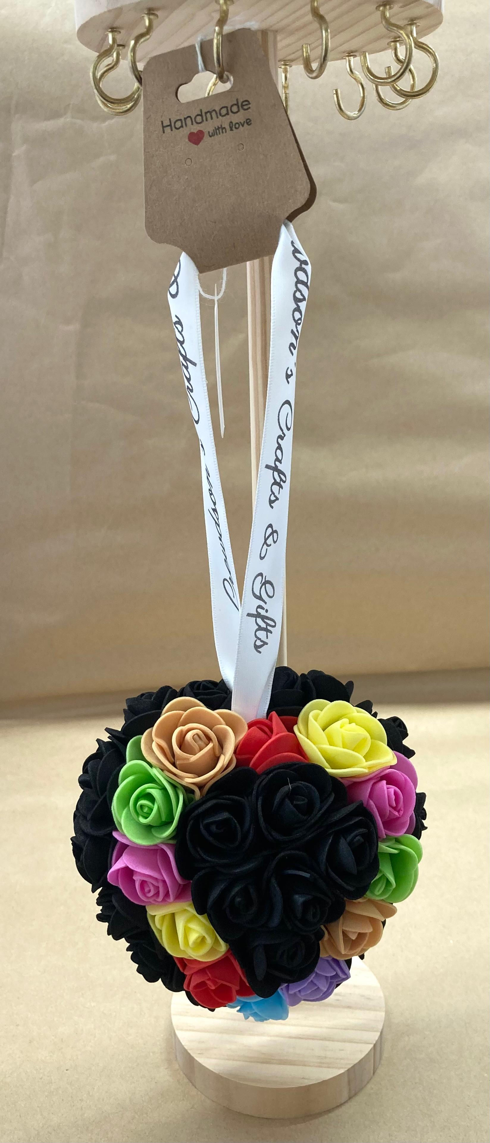 Rainbow and Black Heart Car Decoration