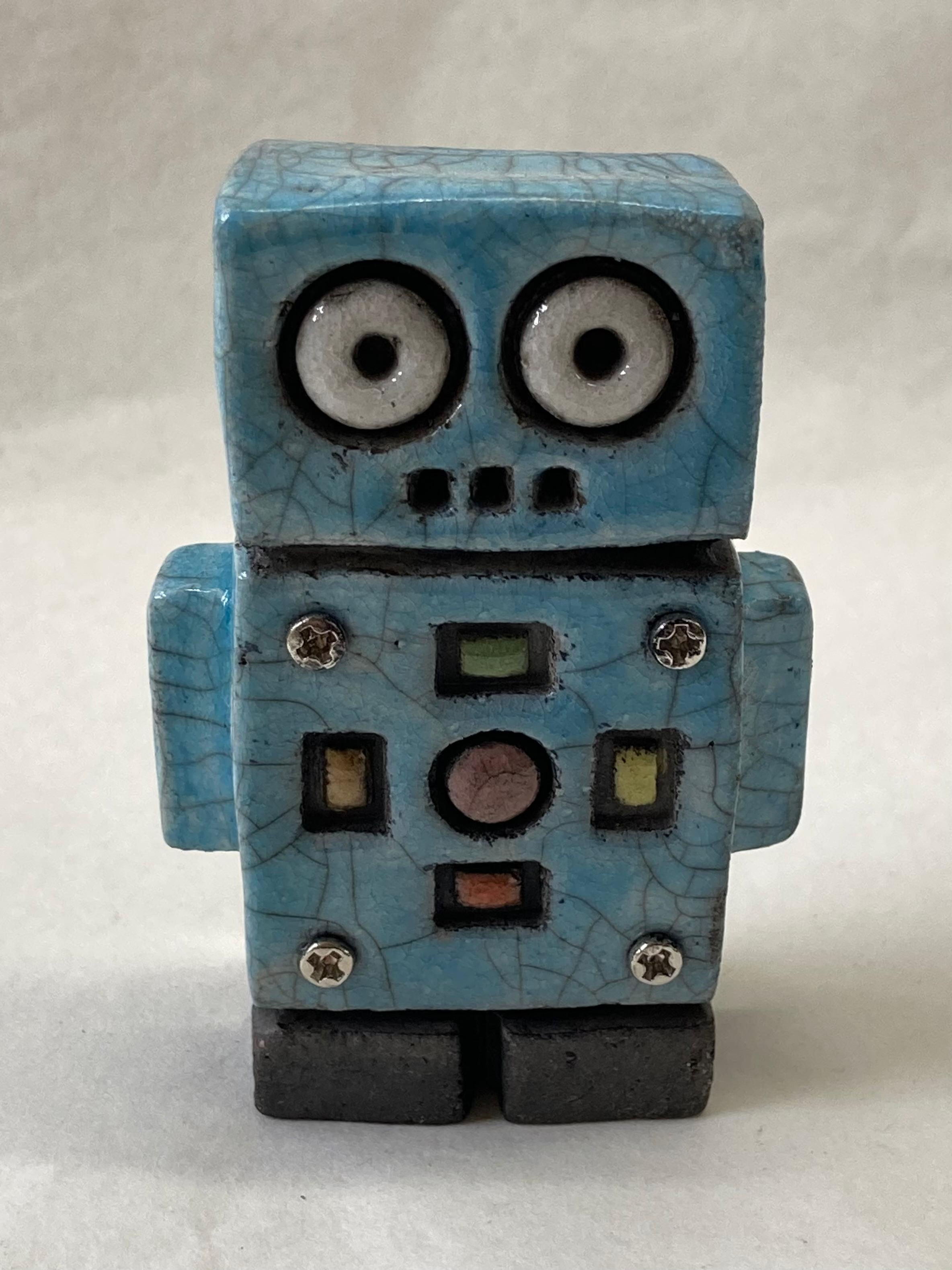 Small Raku Robot - Blue