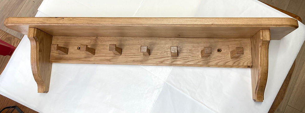 Thumbnail: Oak 7 Peg Hat and Coat Rail with Shelf